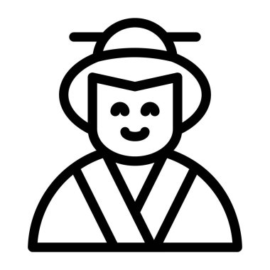 Japon erkek vektör tarzı, geleneksel erkek katı simgesi 