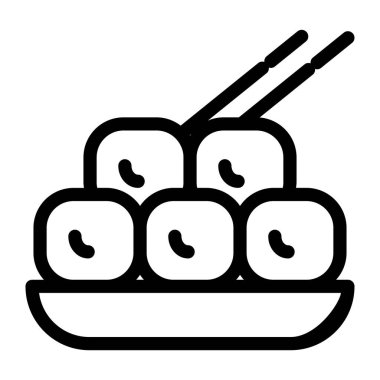 Japon suşisi tepside servis edilir, düzenlenebilir kabartma vektörü. 