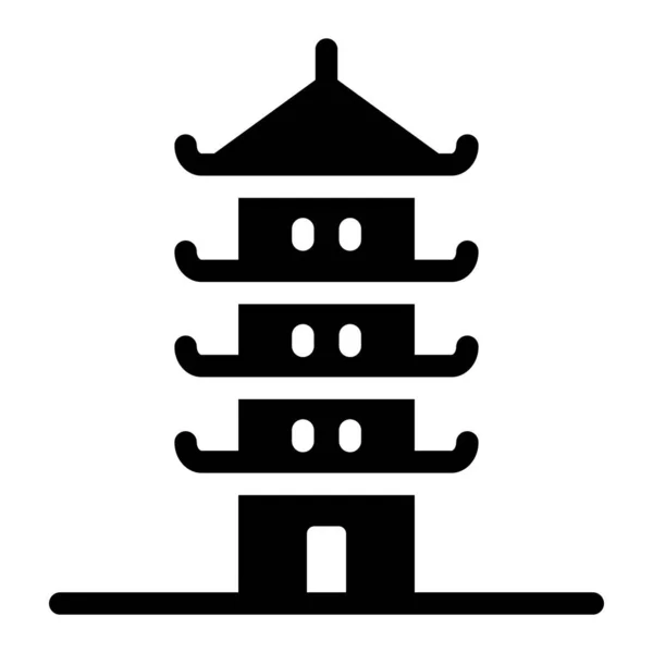 Icono Pagoda Cielo Japonés Estilo Moderno Lleno — Vector de stock