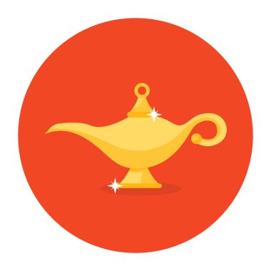 Sihirli lamba ikonu, Aladdin lamba vektörünün düz tasarımı 