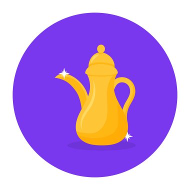 Arap çaydanlığı ikonu kavramına sahip bir tencere. 