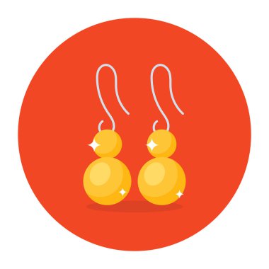 Küpe vektör biçimi, düz yuvarlak simge tasarımı 