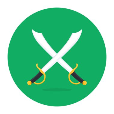 Savaş kılıçlarının kavramsal simge tasarımı, düzenlenebilir düz simge 