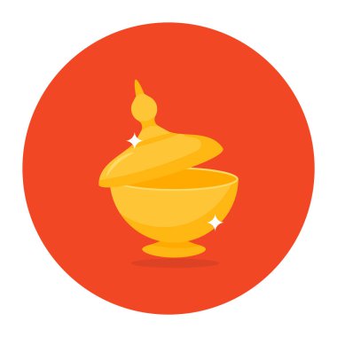 Sihirli lamba ikonu, Aladdin lamba vektörünün düz tasarımı 