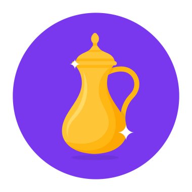 Arap çaydanlığı ikonu kavramına sahip bir tencere. 