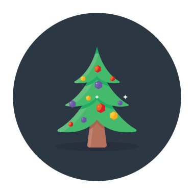 Xmas ağaç simgesi tasarımı, sonsuz yeşil ağacın düz simgesi 