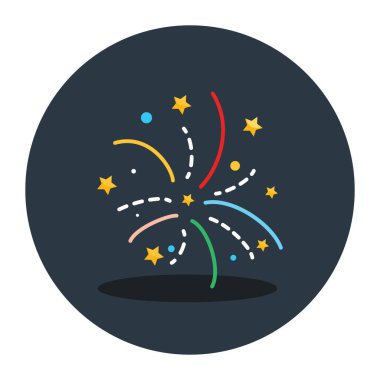 Havai fişek simgesi modaya uygun, parlak yıldızlar vektörü parlıyor 