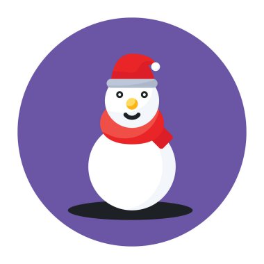 Kardan adam karakter simgesinin düz yuvarlak tasarımı