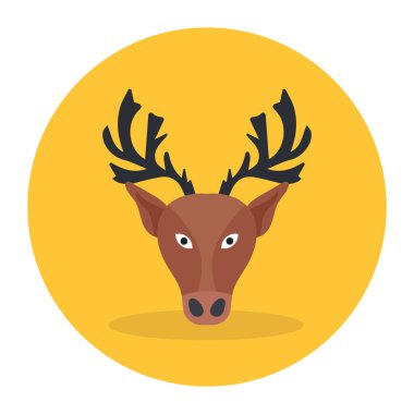 Geyik hayvan vektörü, ren geyiği boynuzu simgesi 