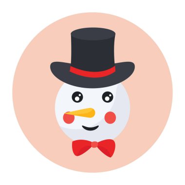 Temel Düz Yuvarlak Noel Kardan Adam karakter simgesi tasarımı