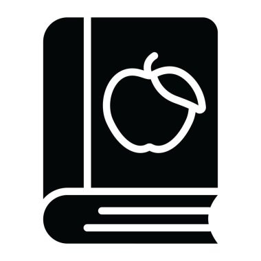 Diyet kitabının yassı vektörü, kitabın üstünde elma.