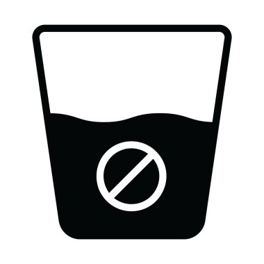 Düz simgede vitamin alımını gösteren bir bardak suyun içindeki ilaç