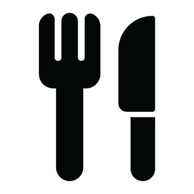 Çatal ve bıçağın düz simgesi mutfak aletlerini gösteriyor.
