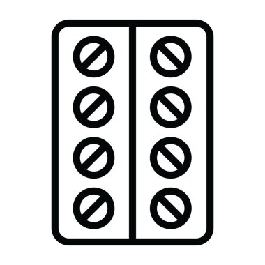 Strip 'teki haplar sağlık vitaminlerini, yassı ikonu gösteriyor.