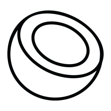 Yarısı kesilmiş hindistan cevizi meyvesi, düz stil vektör. 