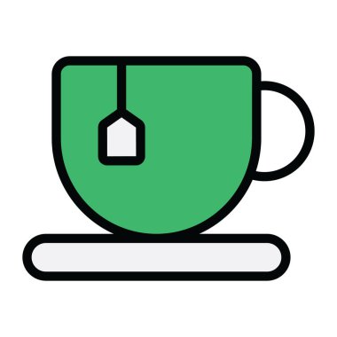 Düz çay bardağı ikonu tasarımı, sıcak içecek konsepti 