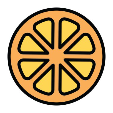 Düz simgede turunçgil meyvesini gösteren portakal dilimi