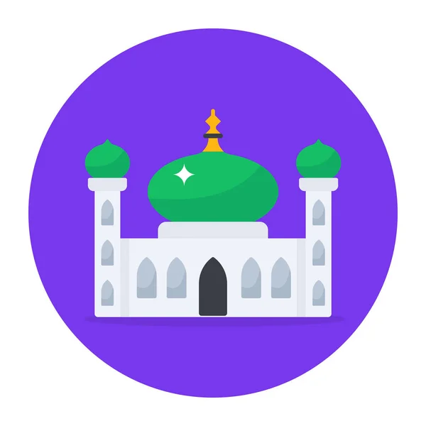 ムスリムのための礼拝の場所 現代の編集可能なフラットスタイルの聖なるモスク — ストックベクタ