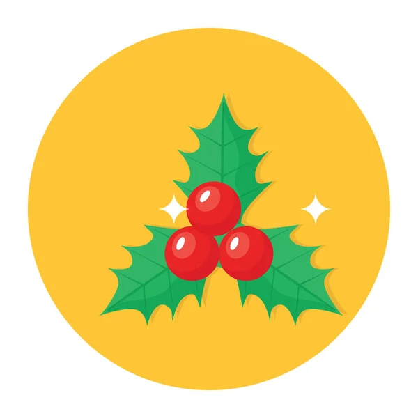 Grundlegende Flache Gestaltung Des Weihnachtsbeeren Symbols Mistelvektor — Stockvektor