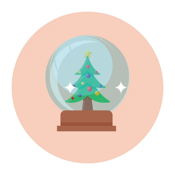 Weihnachtsbaum Einer Glaskugel Vektordesign Der Weihnachtskugel — Stockvektor