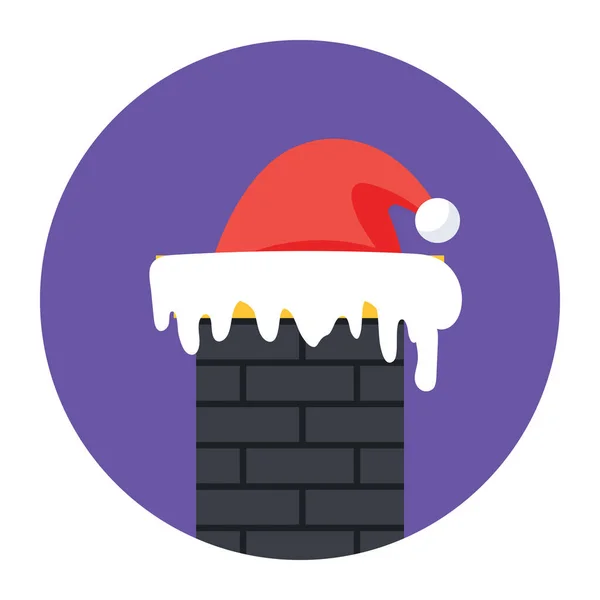 Traje Básico Santa Claus Icono Del Sombrero Santa Estilo Plano — Vector de stock