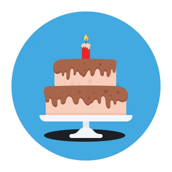 Время Любимый Десерт Капельный Шоколадный Торт Плоской Иконой — стоковый вектор