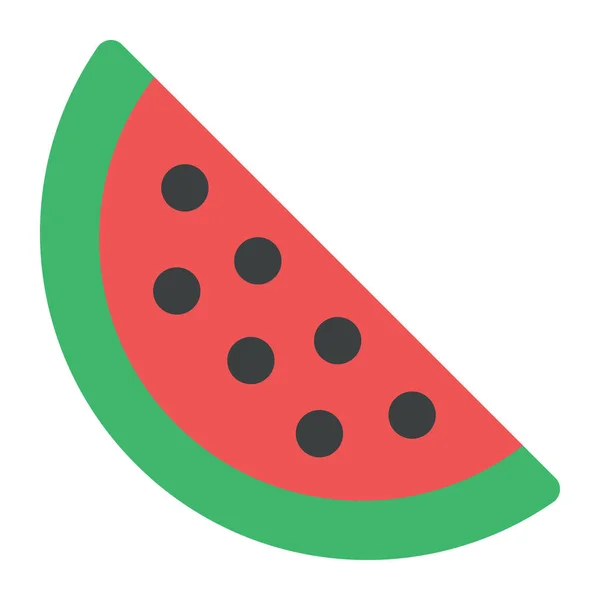 Halb Geschnittene Wassermelonenscheibe Flachen Symbol Tropische Früchte — Stockvektor