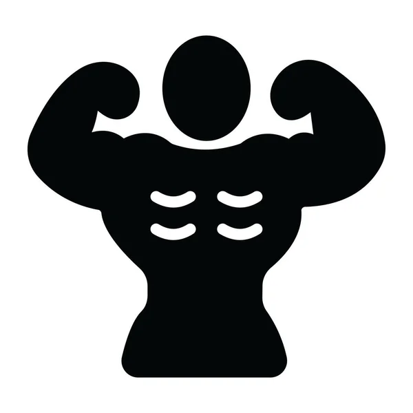 Een Sterke Man Toont Biceps Bodybuilding Platte Pictogram — Stockvector