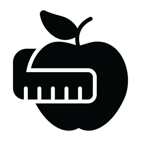 Ruban Adhésif Autour Pomme Représentant Concept Mesure Alimentation Icône Plate — Image vectorielle