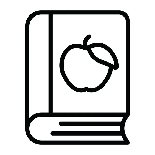 Ein Flacher Ernährungsvektor Buch Apfel Auf Buch — Stockvektor