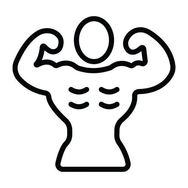 Een Sterke Man Toont Biceps Bodybuilding Platte Pictogram — Stockvector