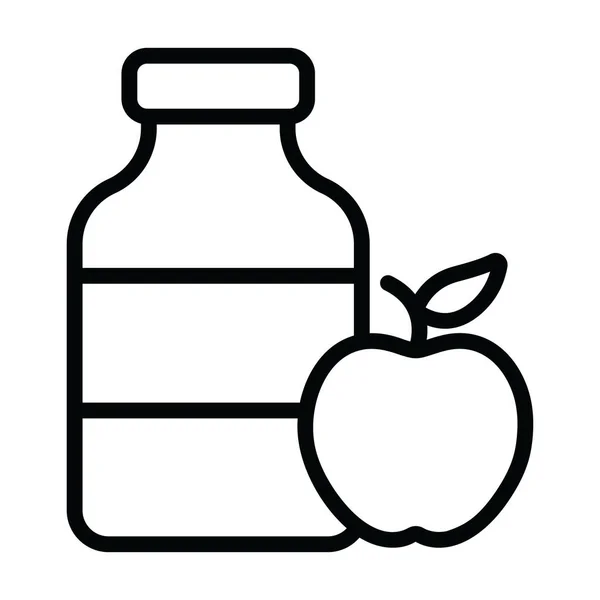 Яблоко Молочная Бутылка Идеальная Икона Здорового Питания — стоковый вектор