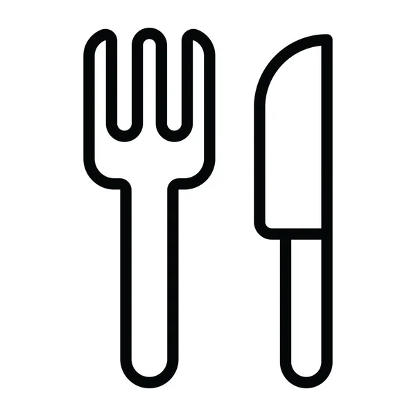Flache Ikone Aus Gabel Und Messer Zeigt Küchenutensilien — Stockvektor