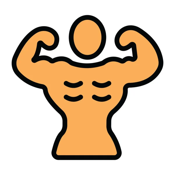 Homme Fort Montrant Biceps Bodybuilding Icône Plate — Image vectorielle