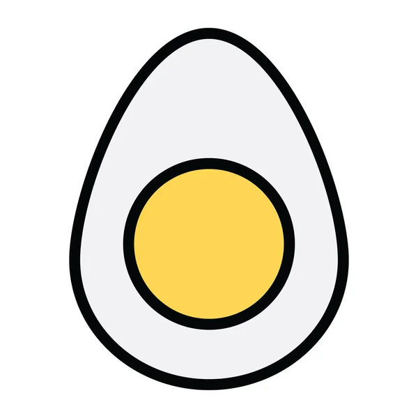 Βραστό Αυγό Πλούσιο Πρωτεΐνες Επεξεργάσιμο Επίπεδο Εικονίδιο — Διανυσματικό Αρχείο