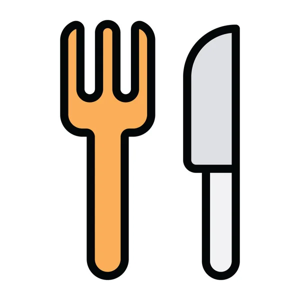 Icono Plano Tenedor Cuchillo Que Muestra Utensilios Cocina — Vector de stock