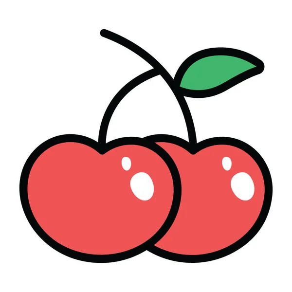 Pair Cherries Icon Flat Vector — Stock Vector