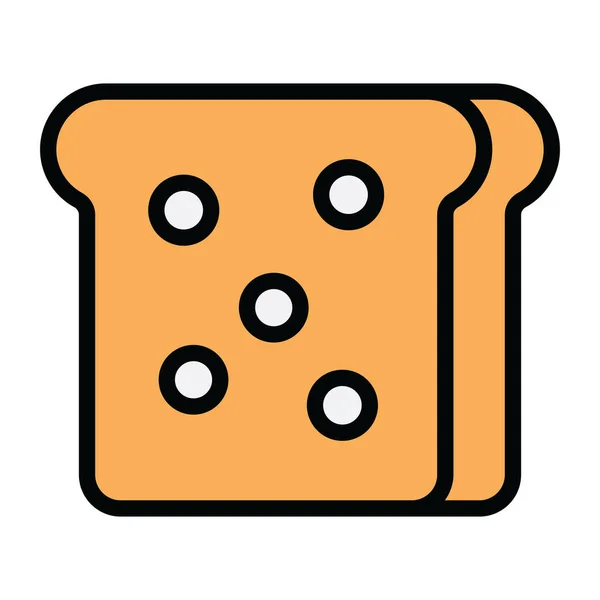 Two Bread Slices Putted Side Side Flat Icon — Stock Vector