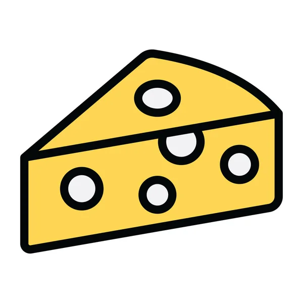 Süt Ürünü Peynir Dilimi Düz Simge Tasarımı — Stok Vektör