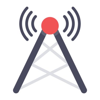 Kablosuz internet sinyal kulesi düz simge tasarımı