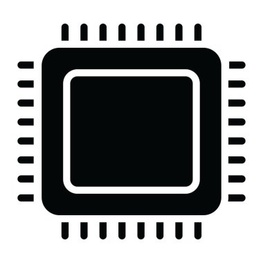 İşlemci yonga simgesi, mikroçip düz vektör tasarımı.