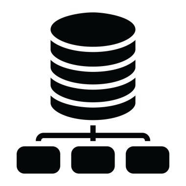 Veritabanı ağ simgesinin düz tasarımı.