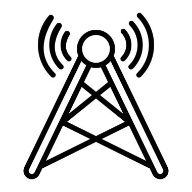 Kablosuz internet sinyal kulesi düz simge tasarımı