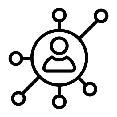 Kişisel ağ simgesini gösteren bağlı düğümlere sahip bir adam