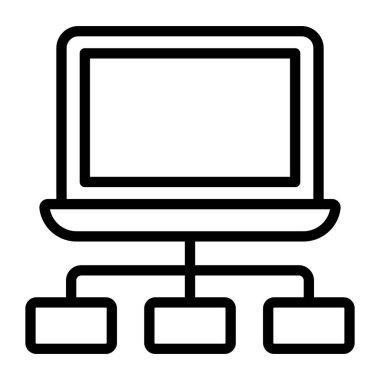 Müşteri sunucu konseptini sunan ağ düğümlü dizüstü bilgisayar 