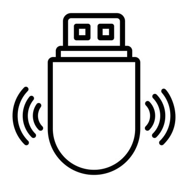 Sinyalli kalem sürücüsü, modern düz stil kablosuz usb simgesi 