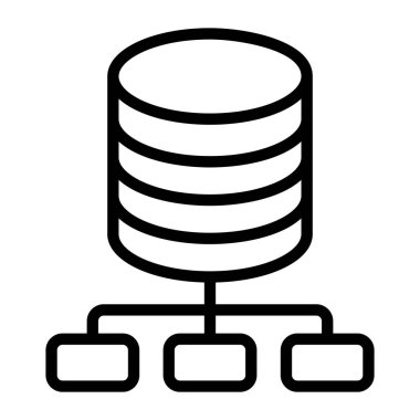 Veritabanı ağ simgesinin düz tasarımı.
