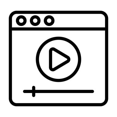 Düz vektör dizaynında web video simgesi 