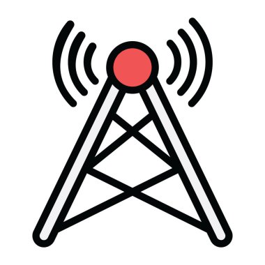 Kablosuz internet sinyal kulesi düz simge tasarımı