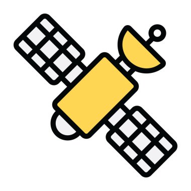 Yapay uydu veya düz stil yapay uzay efekti simgesi 